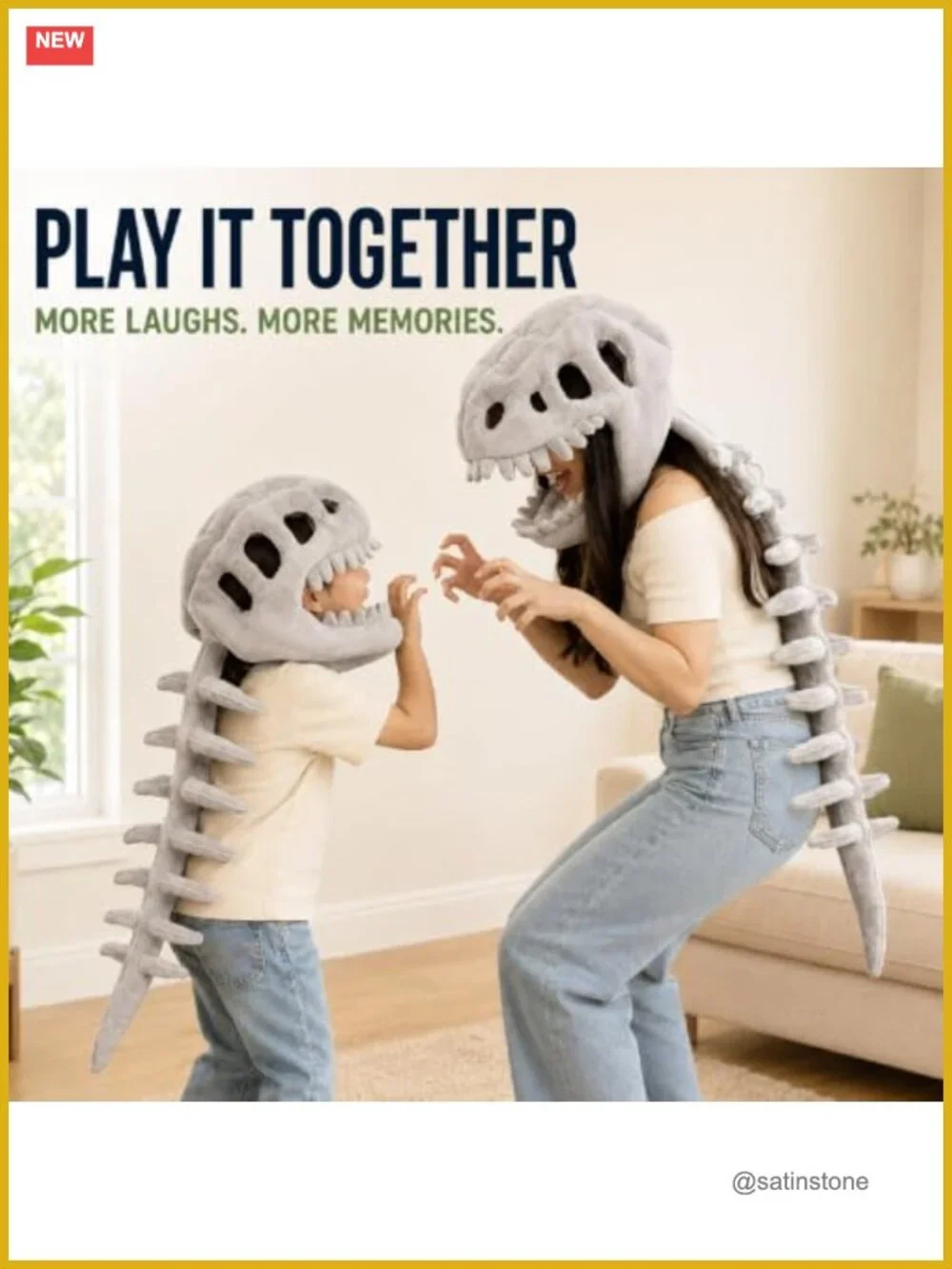 3D Spinosaurus Skull Mask & Plush Spine Dinosaur Skeleton Costume Cosplay